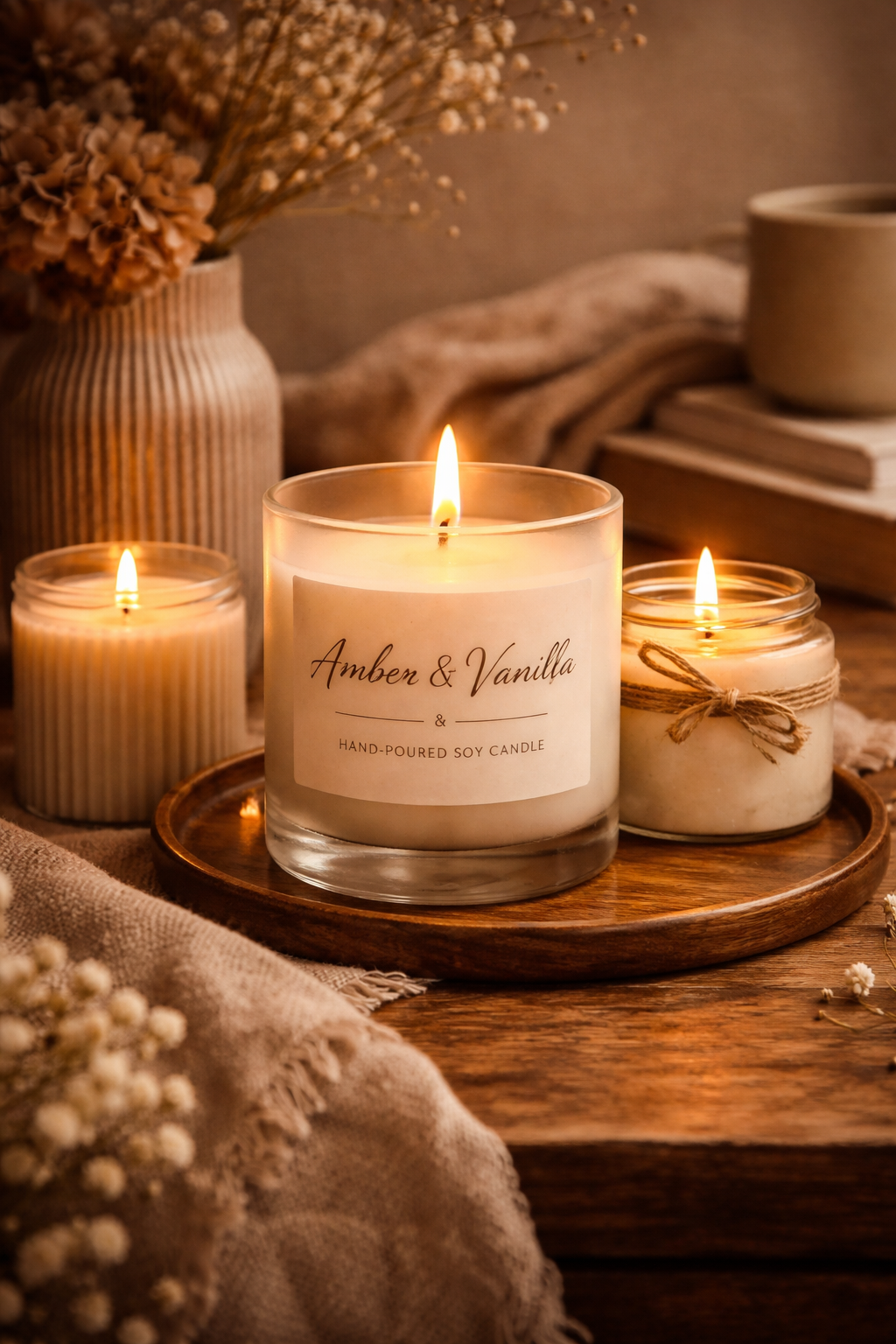 Hand lighting candle